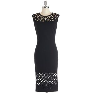 Modcloth Black Laser Cut Grand Gallery Dress